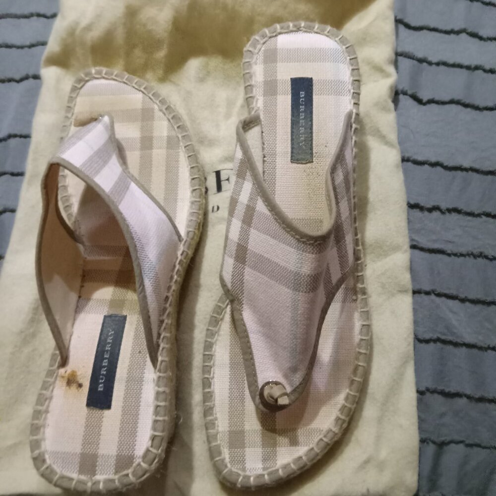 Vintage Burberry Pink Nova Check Linen Espadrille